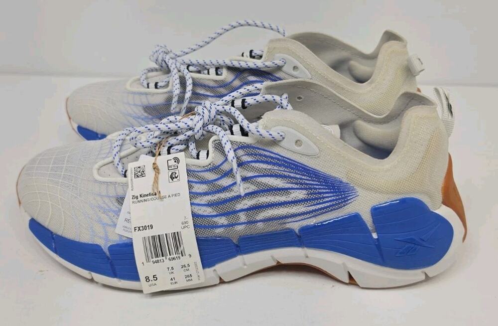 Reebok Zig Kinetica II Mens Running Shoes Morning Fog White Blue SZ 8.5